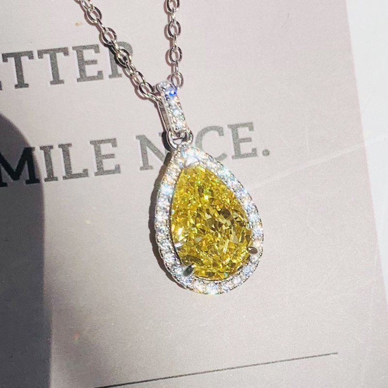 Photography Yellow - Huitan Fashion Pear-shaped Yellow Zirconia Pendant
