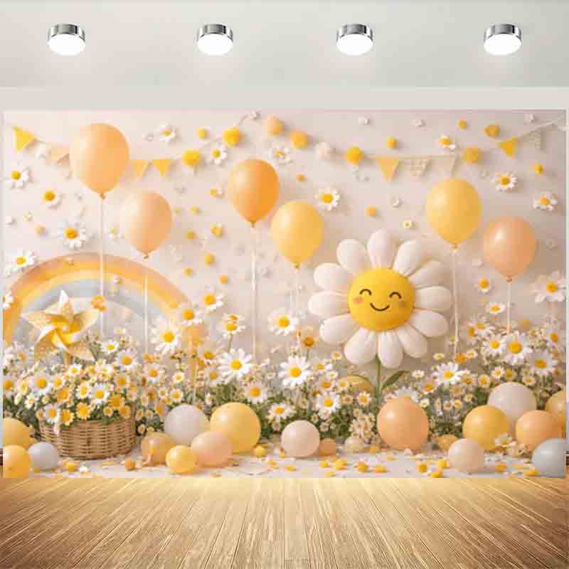 Photography Yellow - Cute Yellow Daisy Balloon Rainbow Photography