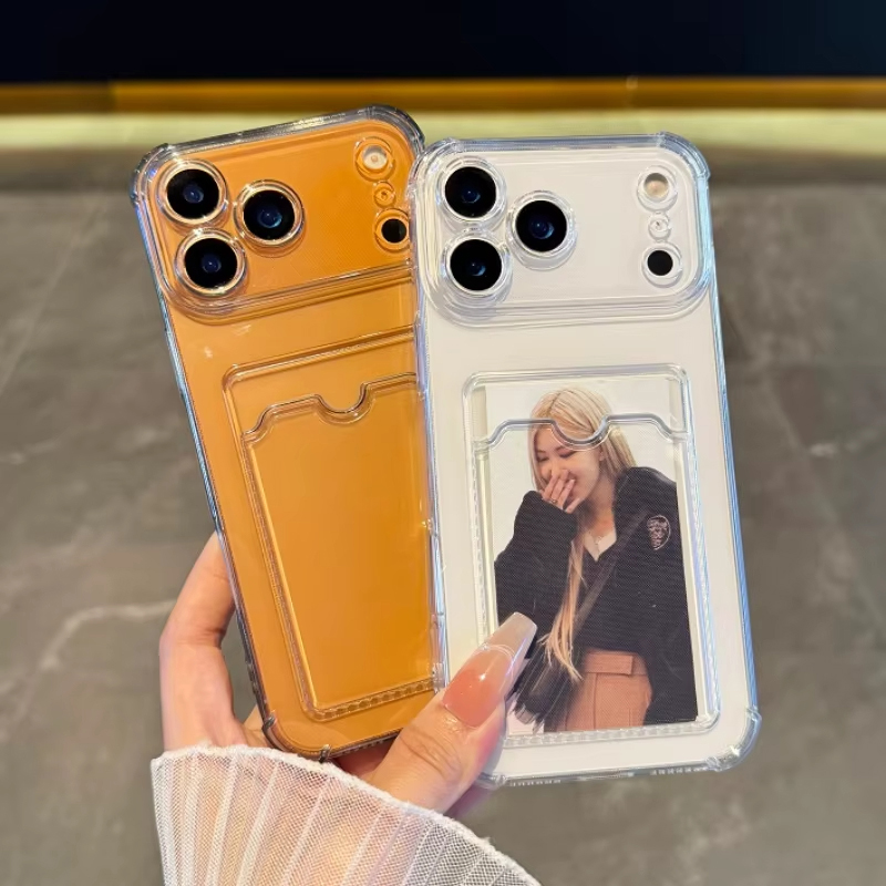 Lens Case Pouch - Transparent Card Slot Holder Case For