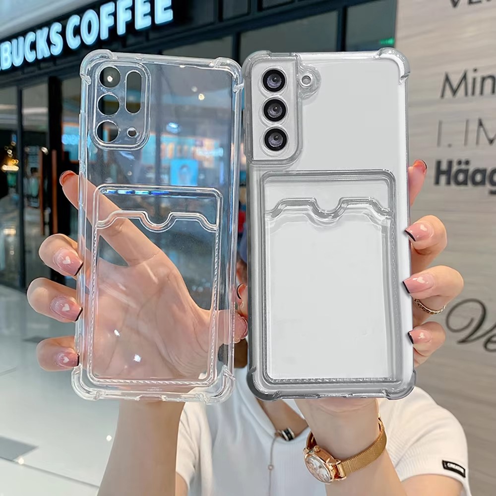 Lens Case Pouch - Clear Silicone Card Slot Holder Phone
