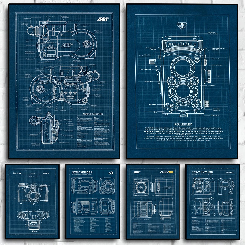 Photography Vintage - Vintage Leica Camera Blueprint Poster Photography