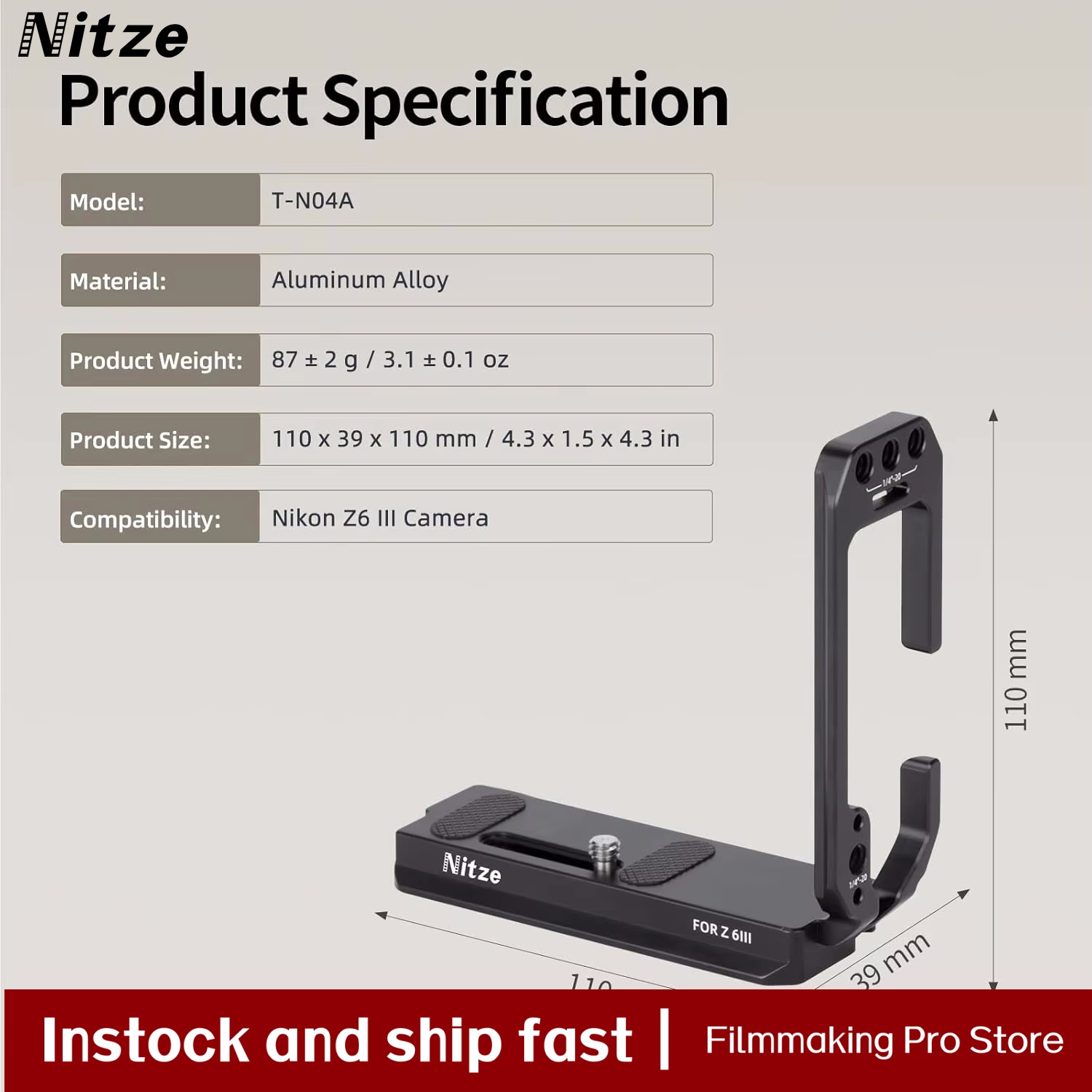 Nitze camera L Bracket for Nik - đánh giá và giá Nikon Camera Z6 Iii